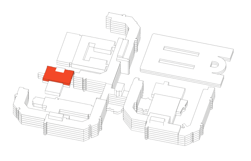 Diagramm eines Bauteils in H-Form mit hervorgehobenem Querschnitt in Rot.